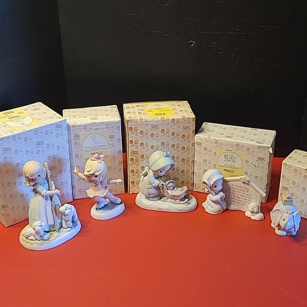💣PRECIOUS MOMENTS Porcelain Figurine Set OF 5  Includes Original Boxes
